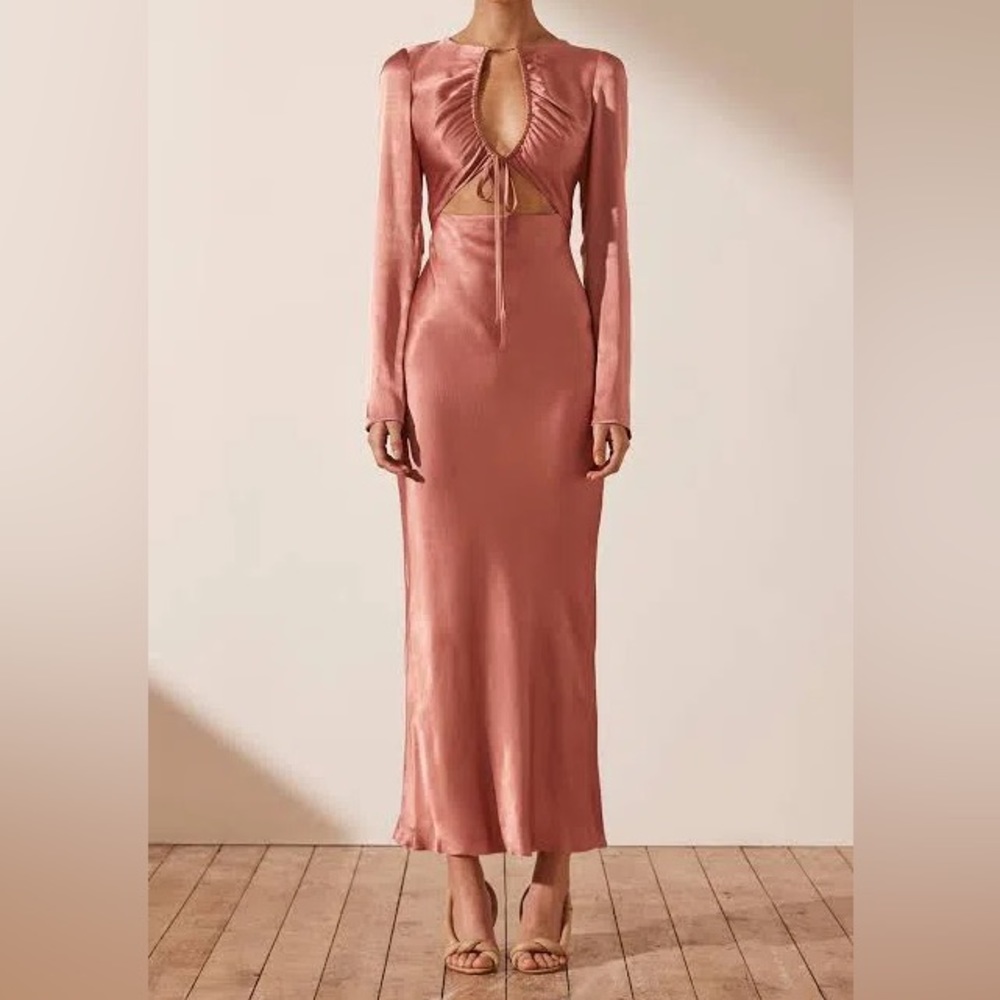 Shona Joy Anjelica Long Sleeve Cut Out Midi Dress
